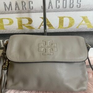Tory Burch Taupe Leather Crossbody Bag